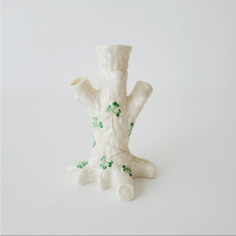 Vintage Irish Belleek Shamrock Tree Bud Vase is gracefully elegant ☘️6.25 in